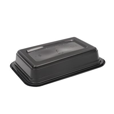 China 16 24 38 48 Black Disposable Wholesale Disposable 32 Ounce Bowl Plastic Food Storage Rectangular Food Container for sale