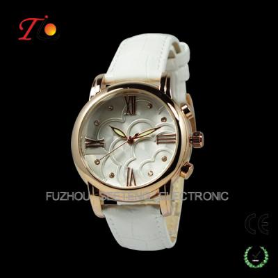 China beautiful and colorful leather band watch and golden case for women dubai wholesale market for sale