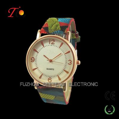 China Tourist style women fashion hand watch with colorful nylon watch straps for sale