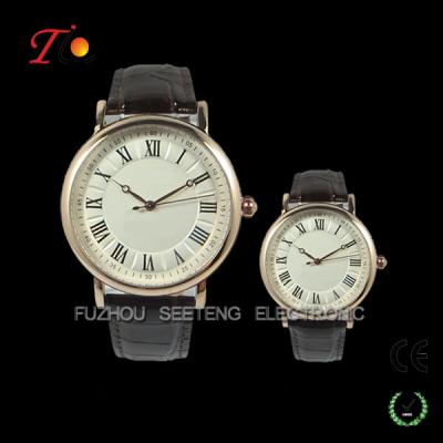 China High quality luxuly couple leather band classic design watches for men and women for sale