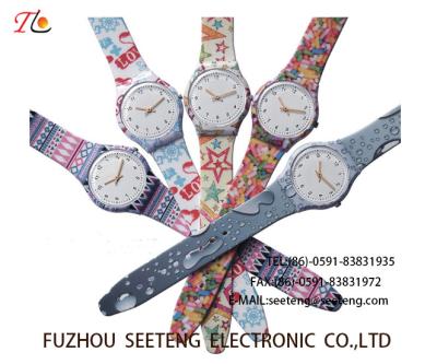 China Children's watch with PVC strap Mixed color strap customized for promotion fashion watch multi-colour printing for sale