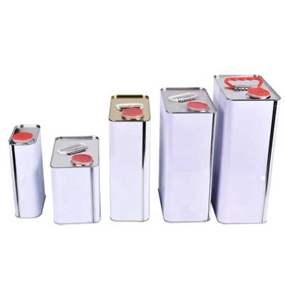 China Durable All Kinds Of Tin Cans For Adhesive Rectangular Cap Metal Chemical Cans Tin Can With Plastic Spout for sale