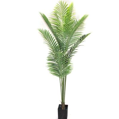 China Realistic Artificial Green Bonsai Palm Plant Simulated Plastic Fake Potted Palm Tree for sale