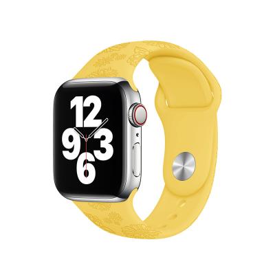 China Custom Breathable Personalized Silicone Band Engraved Watch Band For Apple Watch Band for sale