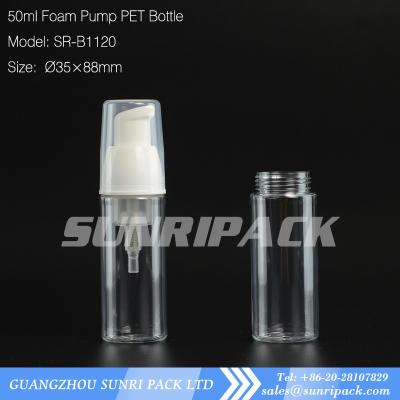 China 50ml Clear Face Wash PET bottle with Foaming Pump for sale