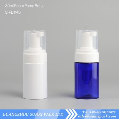 China hotsale 80ml Foaming Face Wash bottle, cylinder round plastic bottle with foam pump for sale