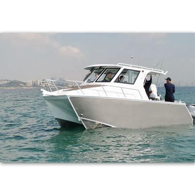 China Recreational Sports Fishing 24ft Twin Hull Aluminum Pleasure Catamaran Tuna Fishing Boat For Sale for sale