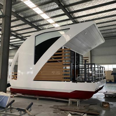 China Family Fishing CE Certified 6m 20ft Salon Kitchen Pontoon Floating Home Barge For Sale for sale