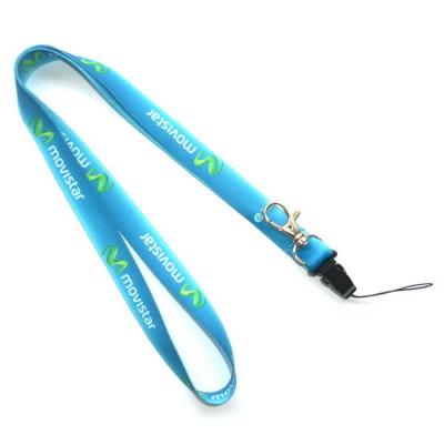 China Polyester Cell Phone Neck Lanyard , Blue Dye Sublimation Lanyards for sale