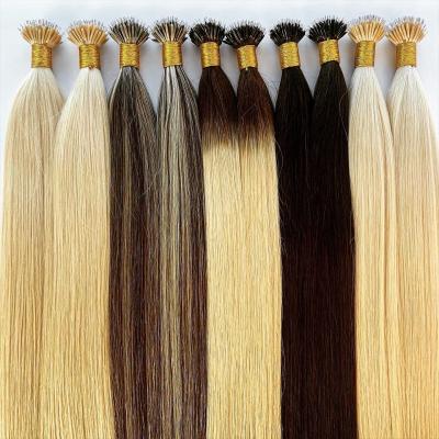 China Silky Straight Double Wave Drawn Keratin Russian Blonde Cuticle Aligned Virgin Remy Human Hair Nano Ring Hair Extensions for sale