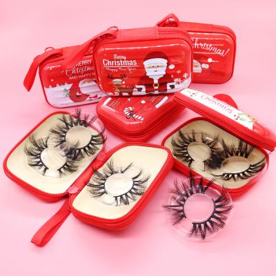 China Wholesale Thick 3D Mink Lashes Christmas Wick Box Mink Eyelash Vendor Christmas Lashbox For 25mm Lashes for sale