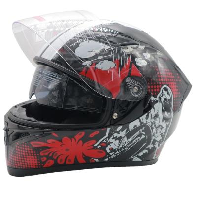 China High Quality ABS CH-807 DOT Certification Double DOT Certification Sun Visor Full Face Helmet Motorcycle Helmet Cascos for sale