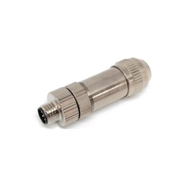 China Cuzn SVLEC M8 3 Pin Male Straight Shielded Connector Screw Terminal Plug Max 4A - Male Pin Cuzn, 0.141-0.5mm2 Nickel Plated for sale