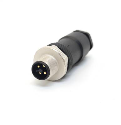 China SVLEC IP65 M12 Automotive T-Code Male 4pin Connector Field-Wirable For Power for sale