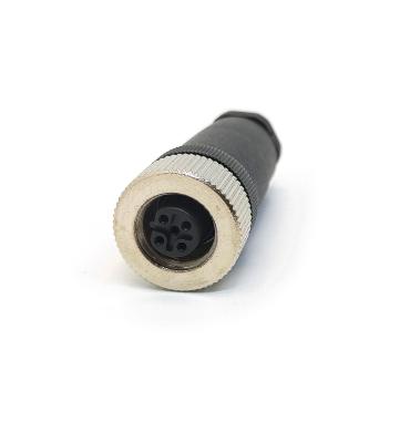 China SVLEC M12 female power round plug connector 4pin connector straight field-wireable for sale