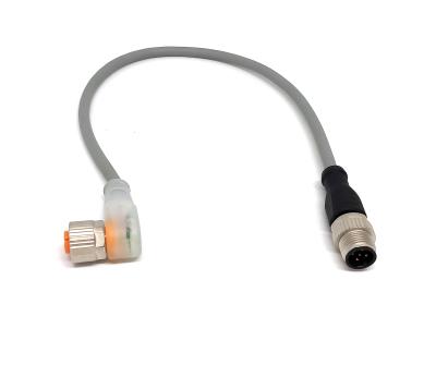 China Power SVLEC M12 to M12 connection cable male straight to female 5pin rectangle cable with 3 led plug cable for sale