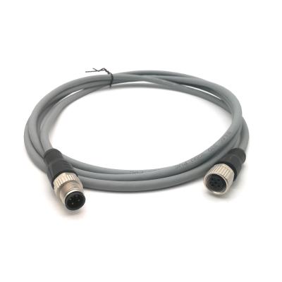 China Power SVLEC M12 Male Cable 4pin Cable To Female PVC Or PUR Gray Shielded Connection for sale