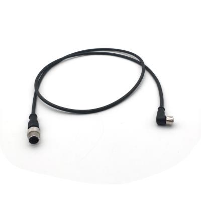 China Power SVLEC M12 to M8 Connection Cable Black Male Straight to Female Angle Cable 4pin Din Connector Adapter Cable for sale