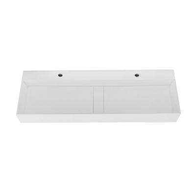 China Matt/Smooth Surface Artificial Stone Bathroom Sink Rectangular Bathroom Basin Wall Hung Basin for sale