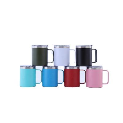 China Hot Selling Viable Wholesale Custom 12oz Logo Double Wall Stainless Steel Vacuum Insulated Thermos Travel Camping Coffee Mug With Lid for sale