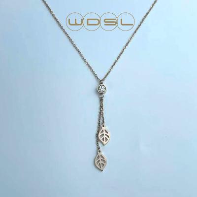 China Hypoallergenic Stainless Steel Non-fading Rose 18K Gold Fashion Personality Zirconia Double Layer Stainless Steel Gold Plated Necklace for sale