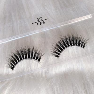 China 3D False 3d Mink Strip Eyelashes Korea Soft Natural Synthetic Silk Strip Lashes Clear Invisible Silk Eye Lashes for sale