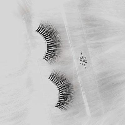 China 3D 4D Qingdao Cotton Natural Soft Synthetic Sheer Lashes Clear Wholesale Premium Fake Silk Mink Eyelashes Slim Tape Box for sale