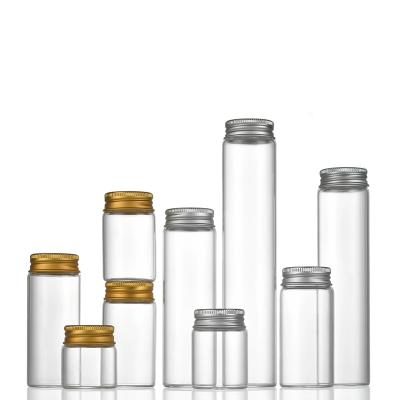 China Personal Care 115mm Clear Glass Tubes With Silver Aluminum Screw Cap for sale