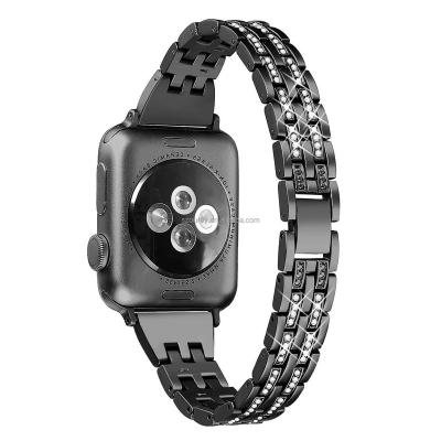 China Stainless Steel Women's Diamond Stainless Steel Watch Strap Band for Apple Watch 8 Se 7 6 5 4 band for iwatch 45/44/42 mm 41/40/38 mm metal strap for sale