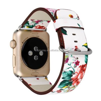 China Chinese Pastoral Style Replacement Leather Strap For Apple Watch 7 6 5 4 3 2 1 Band Wrist Strap For 38mm 40mm 41mm 42mm 44mm 45mm for sale