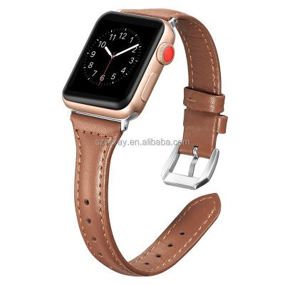 China Leather Watch Strap Leather Bands For Apple Watch 7 6 5 4 3 2 1 Se iwatch T Shape Fashion Slim Strap 38mm 42mm 40mm 44mm 41mm 45mm for sale