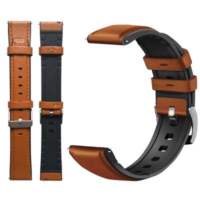 China Smart Silicone Leather Splicing Watch Band Strap 22mm Luxury Smart Watch Band 20mm For Apple Watch 7 6 5 4 3 2 1 SE For Samsung for sale