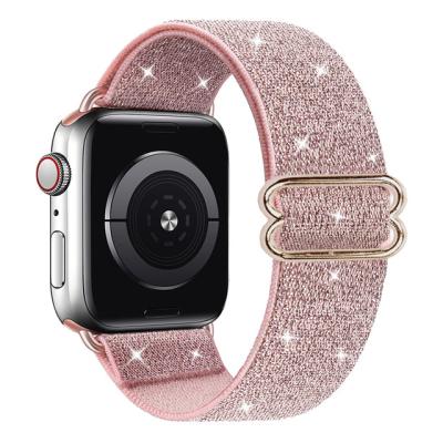 China Fabric Elastic Watchband For Apple Watch Band 40mm 41mm 44mm 45mm 38mm 4 5 6 Se 7 Adjustable Nylon 42mm 3 Series Buckle Strap iWatch for sale