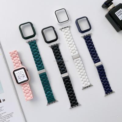 China Plastic Acrylic PC Watch Strap Band With Watch Case For Apple Watch 7 6 5 4 3 2 1 Se Wrist Strap For iWatch 38 40 42 44 41 45mm for sale