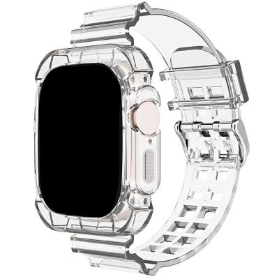 China TPU Watch Band + Watch Case For Apple Watch Ultra/8/7/6/5/4 Transparent Silicone Strap For iwatch Strap 45/44/42mm 41/40/38mm 49MM for sale