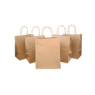 China Biodegradable Customized Flat Paper Bag Brown Shopping Packing Handle Kraft Paper Bag For Clothing Shoes Grocery for sale