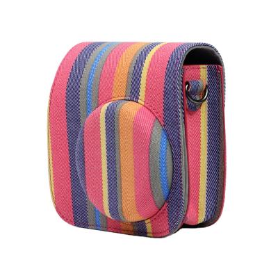 China Fujifilm Classic Instax Bag Mini Shoulder Bag 9 Camera Bags PU Stripe Snap Bag for sale