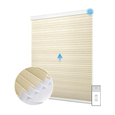 China Patio Door Boosting BREF And Lowering Electric Blackout Smart Motorized Cellular Honeycomb Shade for sale