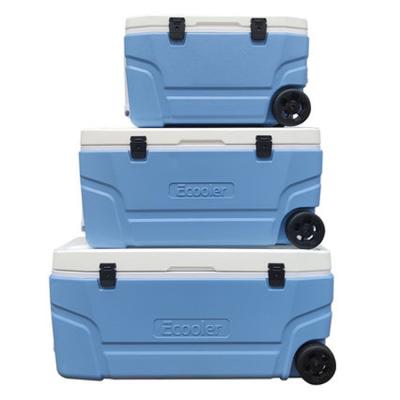 China 40L Insulated In 180L PU Large Foam Camping Cool Box Hard Plastic Ice Fish Cooler Box for sale