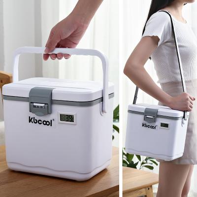 China 4.5L Portable Ice Beer Can Mini Picnic Box Cooler Insulated Plastic Non-Medical Cooling Box With Shoulder Strap for sale