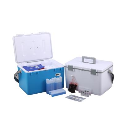 China 20L Plastic Portable Iced Box Non-Medical Insulated Device PU Insulated Cooling Cooler Box For Vaccine Blood Transport for sale