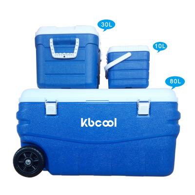 China 10L+30L+80L 3pcs Waterproof Outdoor Cool Box Set High Quality Food Cooler Fresh Storage Hard Plastic Box With Wheels for sale