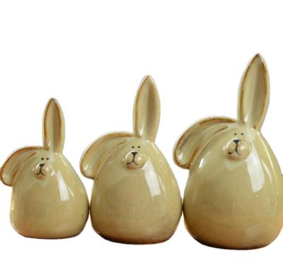 China Household Creative Ceramic Piggy Bank Gifts China Rabbit Craft Ornaments for sale