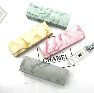 China New Creative PU Sunglasses Box Marble Grain Leather Glass Shape for sale