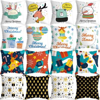 China Customizable Short Hotel Christmas Pillow Cover Plush Pillow Cover Cartoon New Printed Cushion Cover for sale