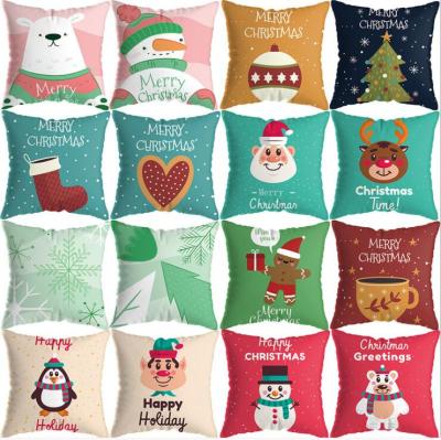 China New Hotel Christmas Pillow Cover Snowman Elk Printing Pillow Cover Sofa Cushion Cover Customizable for sale