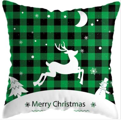 China New Christmas Hotel Pillow Cover Lattice Green Sofa Short Plush Pillow Cover Customizable Cushion Cover for sale