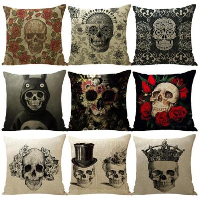 China Hotel Pillow Halloween Pillow Cover Canvas Day Of The Dead Skull Pillow Cover Customizable for sale