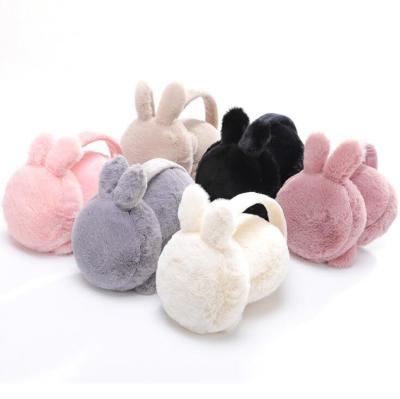 China Winter Women's Plush Rabbit Ears Plush Warm Portable Foldable Cold Proof Cover Earmuff Ear Muff for sale