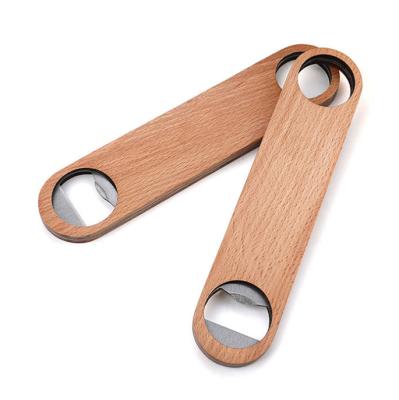 China Stainless Steel Beer Bottle Opener Handle Stocked Wooden Bottle Opener for sale